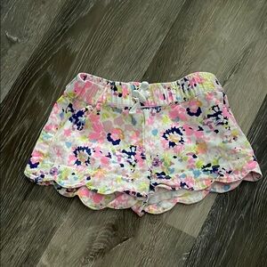 Floral Scalloped Hem Shorts